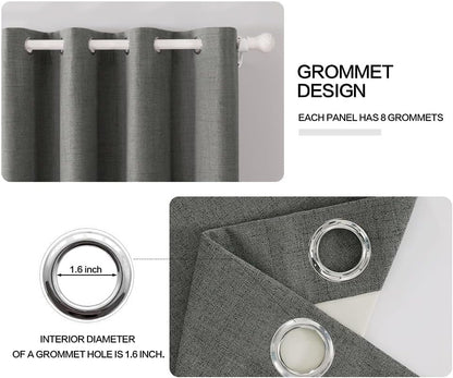 MIULEE 90-Inch Dark Grey Blackout Curtains - 100% Thermal Insulated Grommet Panels | Luxury Room Decor (2 Panels)