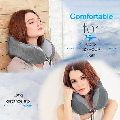 Travel Pillow, Best Memory Foam Neck Pillow for Sleeping, Airplane Car & Home Use (Grey)