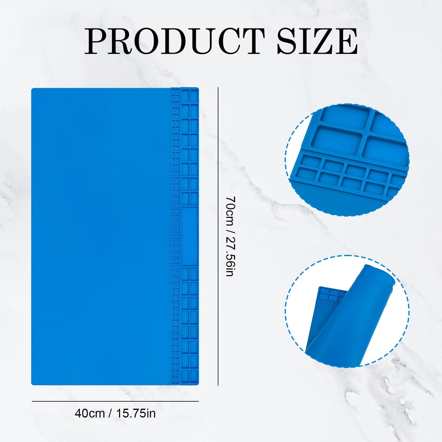 Oversized Large Soldering Mat, 27.6"x15.7" Heat Resistant Silicone Work Mat, 932°F Anti-Static & Magnetic Repair Pad for BGA Soldering Iron, Electronics, Phone, Laptop, PC, Watch Repair (Blue)