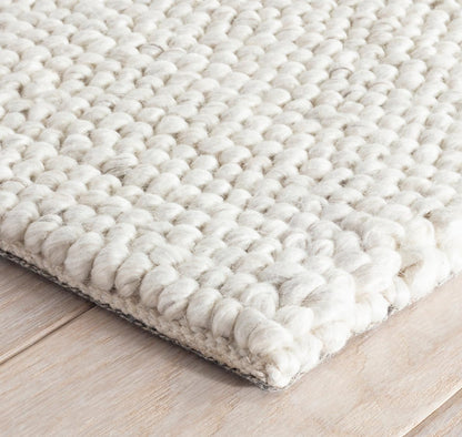 S & L Homes Wool Cotton Hand Woven Chunky Knit Popcorn Rug - Ivory Contemporary Area Rug for Living Room Bedroom (6' x 9' - Ivory)