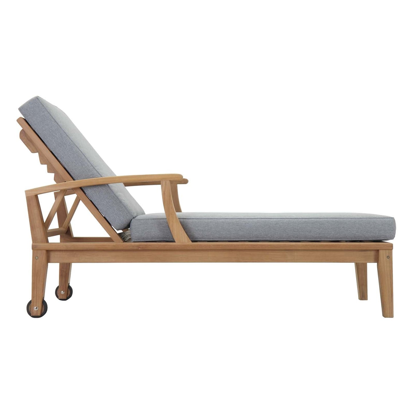 Modway EEI-1151-NAT-GRY-SET Marina Premium Grade A Teak Wood Outdoor Patio Chaise Lounge Chair, Natural Gray