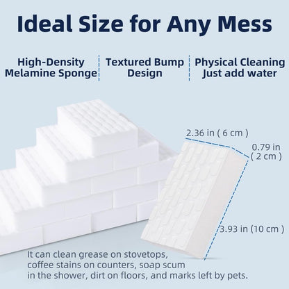 RongrongJIE Magic Sponge Eraser, 2X Density Melamine Sponges for Cleaning, 10 Pcs in Bulk, Long Lasting Scrub Cleaning Pads for Kitchen, Bathroom, Furniture, Tub, Sink, Floors, Baseboard, Shoes, Wall