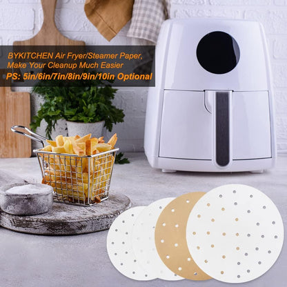 9 Inch Air Fryer Liners - Set of 200 Nonstick Parchment Paper for Air Fryer, Steaming Basket, and More