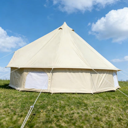 Outdoor Camping 13ft/16.4ft Oxford Bell Tent with Sewn-in Groundsheet for 4-8 Persons, Large Glamping 4M/5M Yurt Tent with Stove Jack for Winter Camping (16.4FT(5 Meter Bell Tent))