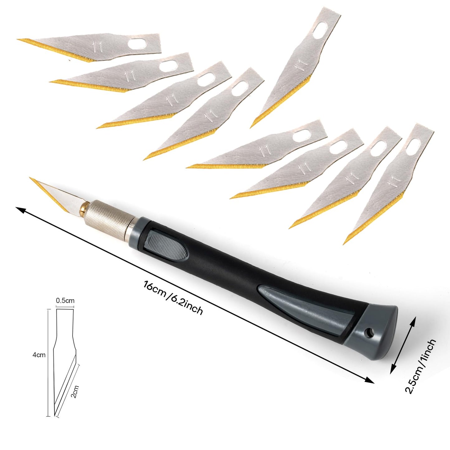 EHDIS Exacto Hobby Knife Set, Precision Art Craft Utility Knife Kit with 10PCS # 11 Titanium Coated Blade Refill for Working-Stencil, Scoring, Scrapbooking, Architecture Modeling, Crafting