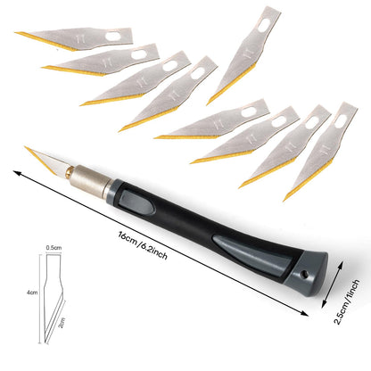 EHDIS Exacto Hobby Knife Set, Precision Art Craft Utility Knife Kit with 10PCS # 11 Titanium Coated Blade Refill for Working-Stencil, Scoring, Scrapbooking, Architecture Modeling, Crafting