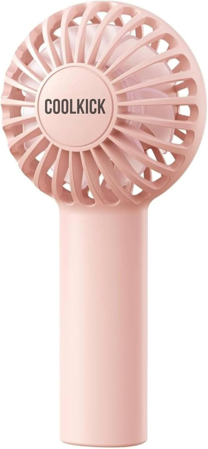 CoolKick Mini Portable Hand Fan, USB Rechargeable Small Pocket Fan, 3 Speeds for Travel, Summer, Concerts