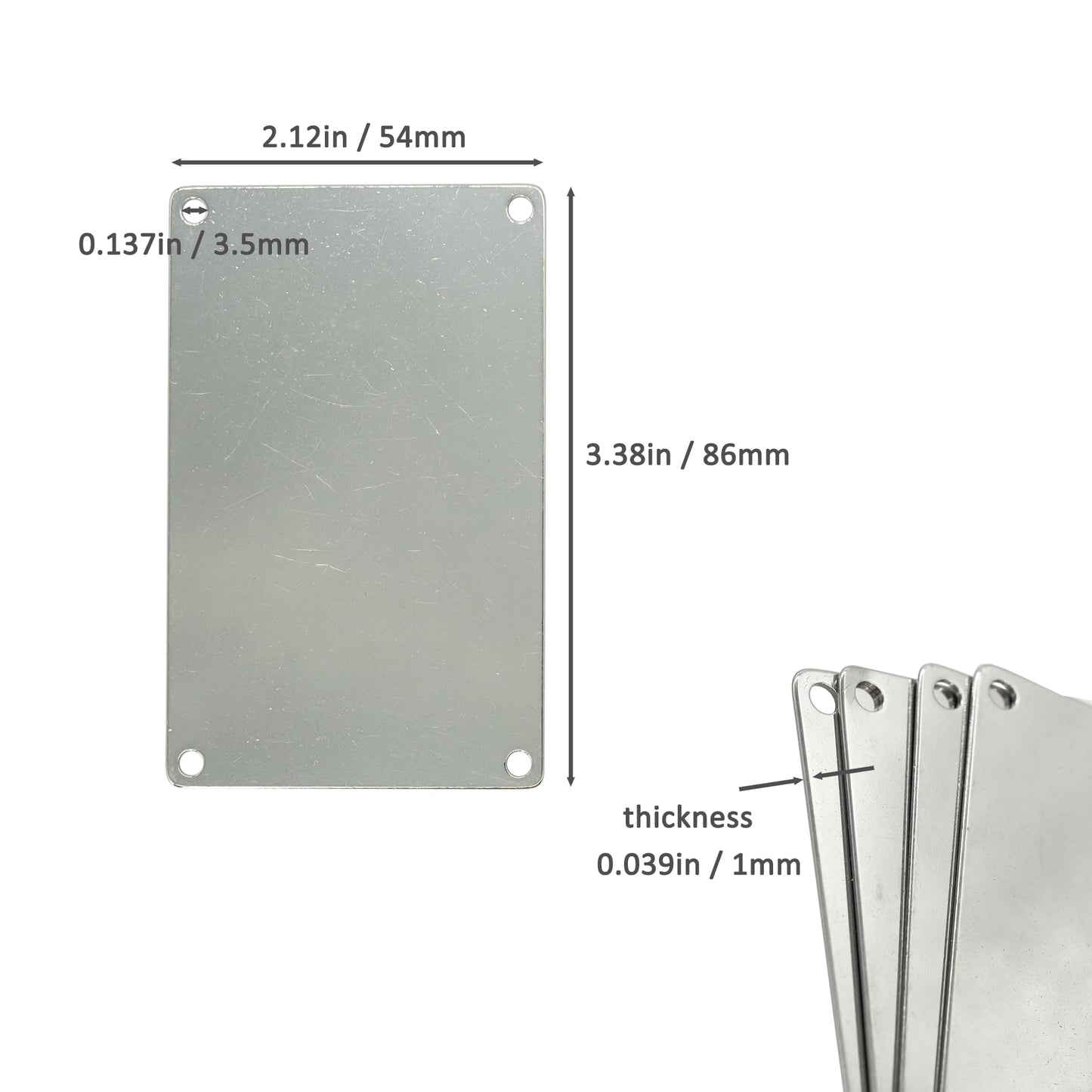 StayMax Metal Engraving Blank Stamping Blanks Stainless Steel Blank with 4 Holes 3.3 * 2.1 Inch (10 Pack)