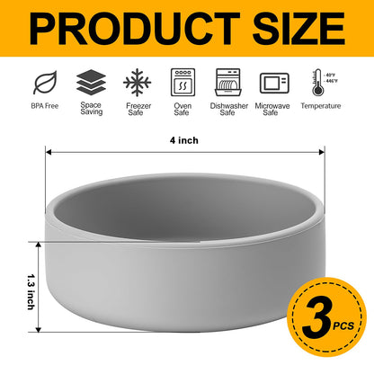 Silicone Egg Poacher Cups with Lids Set of 3, Egg Poaching Cups for Microwave Egg Cooking, Toaster Oven Air Fryer Egg Mold Nonstick Poached Egg Maker Grey