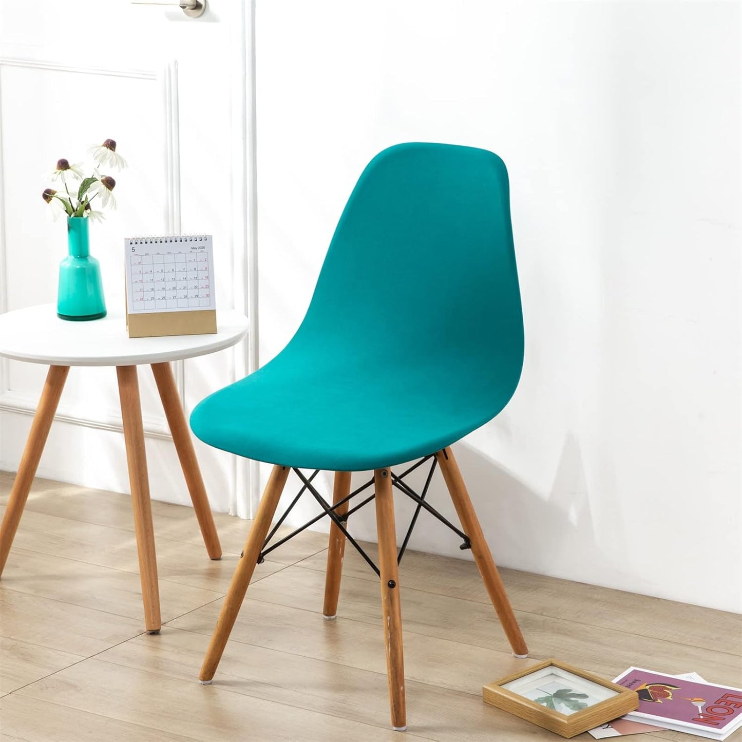 HAOYONG Mid Century Modern Dining Chair Covers, Printed Shell Chair Cover for Kitchen, Office, Set of 4