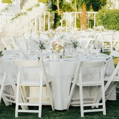 Cuckan 120 Inch Round Tablecloth, 10 Pack White Stain Resistant and Wrinkle-Free Polyester Table Cover for Wedding, Banquet, Party, Restaurant