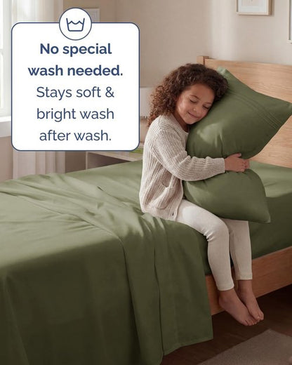 Hotel Luxury Twin Size 3-Piece Sheet Set by [Brand Name] - Comfy, Breathable & Cooling - Deep Pockets, Soft & Wrinkle-Free in Sage Green