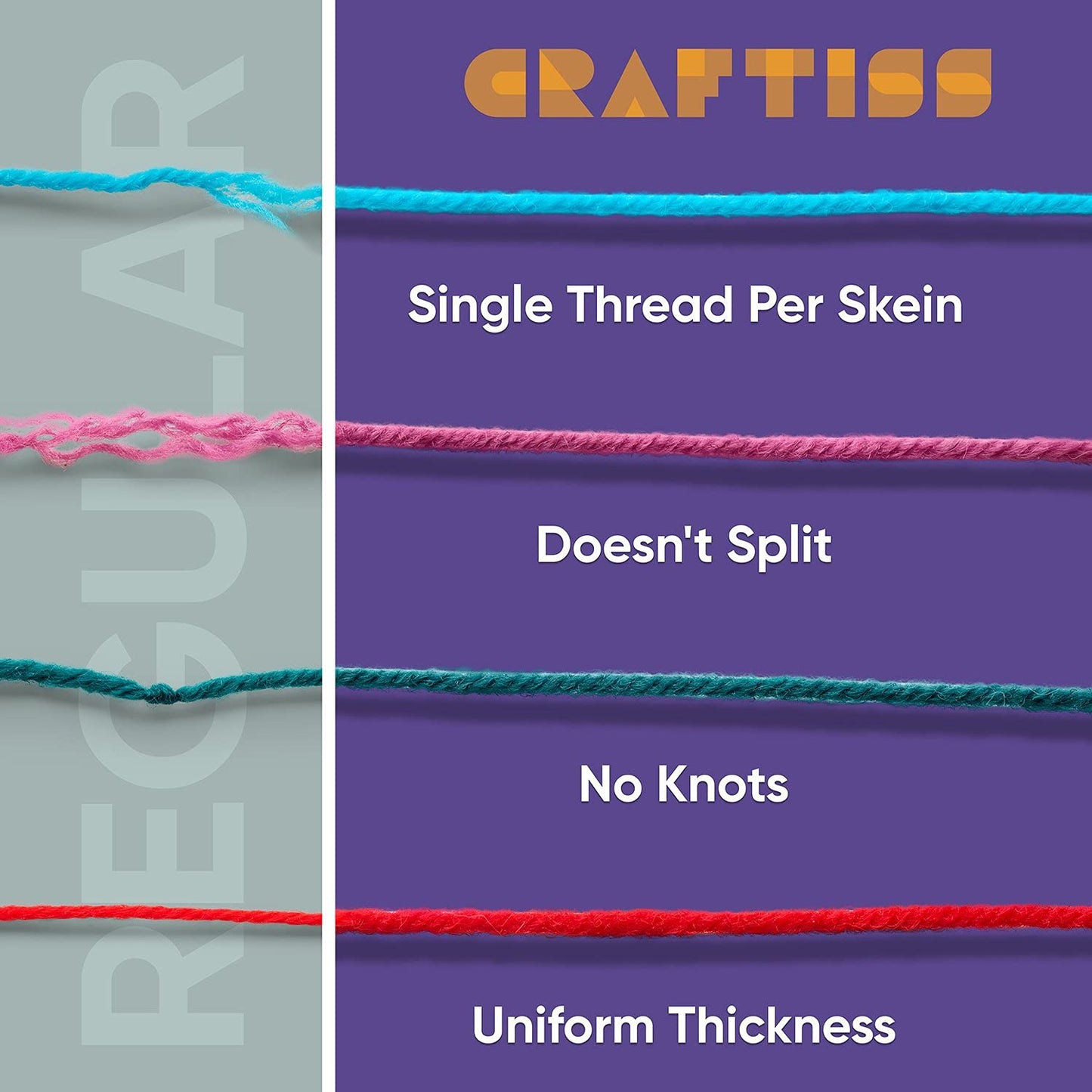 CRAFTISS 30 of 20g/0.7Oz Acrylic Yarn Mini Skeins - 1300 Yards of Soft Yarn for Crocheting and Knitting Craft Project, Assorted Starter Crochet Bulk Kit for Adults and Kids - Mothers Day Gift