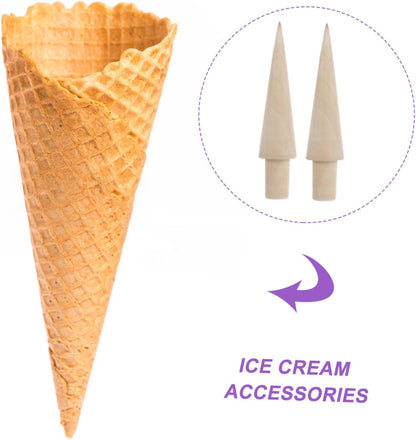 ABOOFAN 4 pcs Krumkake Waffle Cones Cream Maker Molds for Home Baking - Portable DIY Wooden Pastry Horns