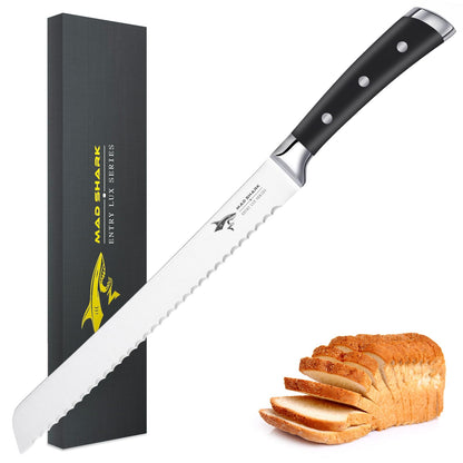 MAD SHARK Bread Knife, Sourdough Bread Knives, Bread Cutter Razor Sharp Edge for Efficient Slicing Sourdough, Bagels, Cake Cutter, 10 Inch Serrated Knife