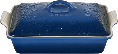 Le Creuset Olive Branch Collection - 4 Qt. Heritage Covered Rectangular Casserole in Marseille with Embossed Lid