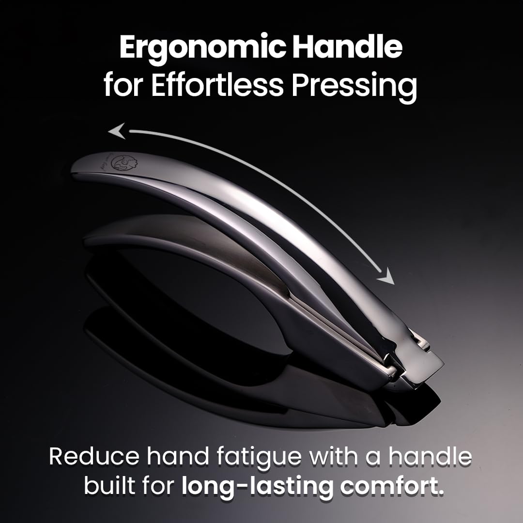 No Peeling Required Garlic Press Stainless Steel with Detachable Handle for Coarse Mincing - Premium Garlic Mincer Tool, Rust-Proof, Easy to Clean, Dishwasher Safe Garlic Crusher, Lifetime Replacement