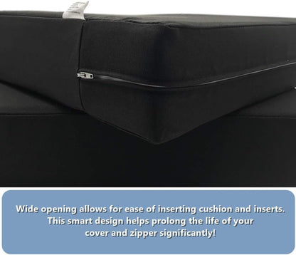 CozyLounge 24"x24"x4" (2 Indoor Outdoor Water Repellent High UV Resistant Patio Chair Cushion Cover (Just Black