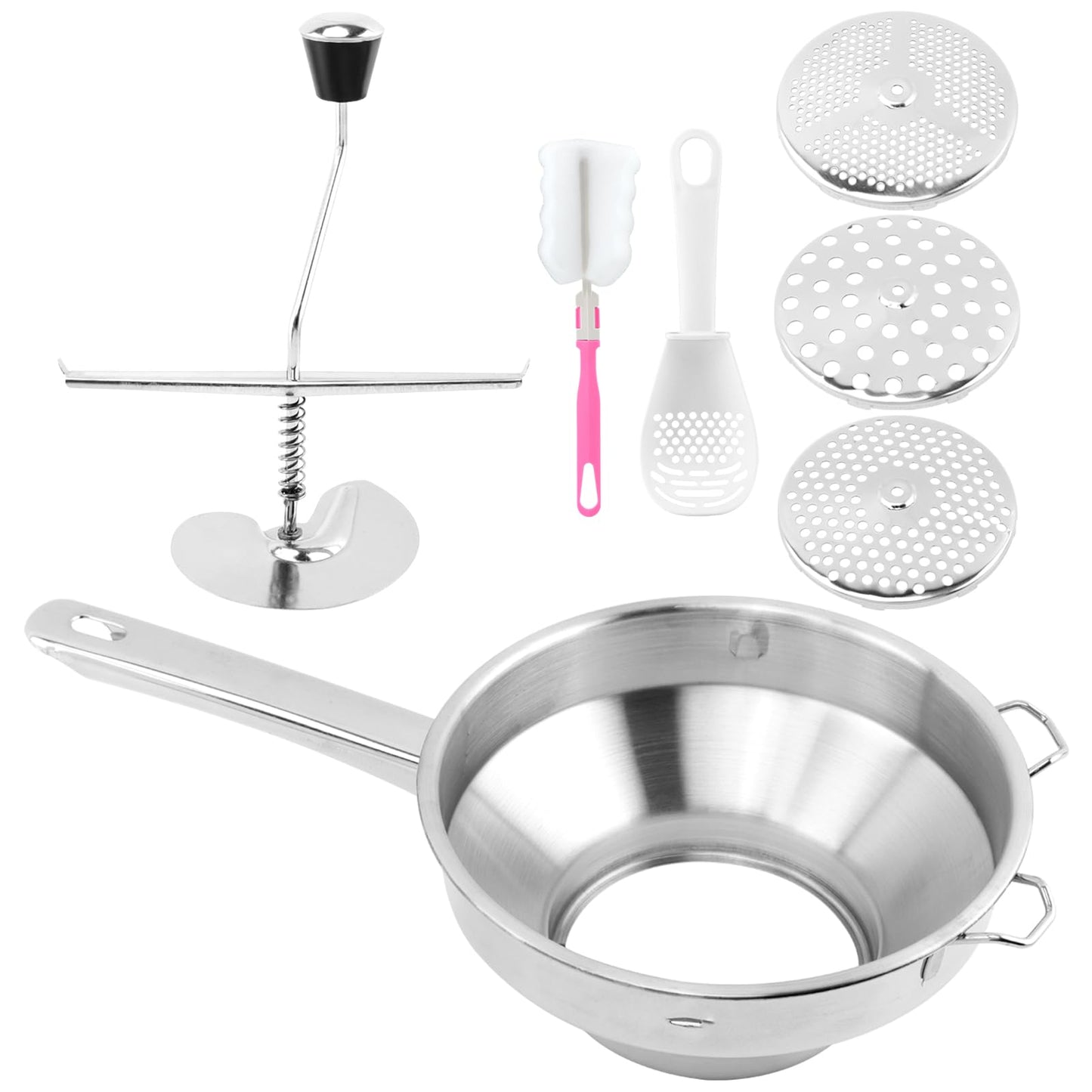 Ergonomic Food Mills With 3 Milling Discs, 8" Stainless Steel Rotary Food Mill with Hand Crank for Tomato Sauce, Mashed Potatoes(Sliver)