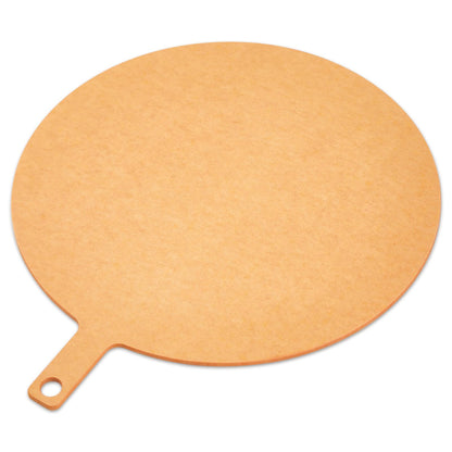 Lounsweer 22" × 18" Round Pizza Board with Handle, Wood Fiber Pizza Peel, Non-slip Cutting & Serving Board, Heavy Duty Wooden Serving Tray for Baking, Charcuterie & Kitchen Use
