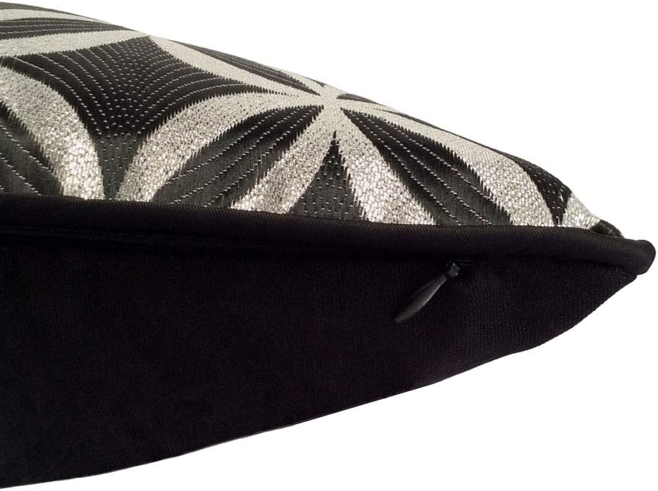 Satin Circle Lattice Pillow Cover - Black-Silver 16"x16" Decorative Sham for Home Decor