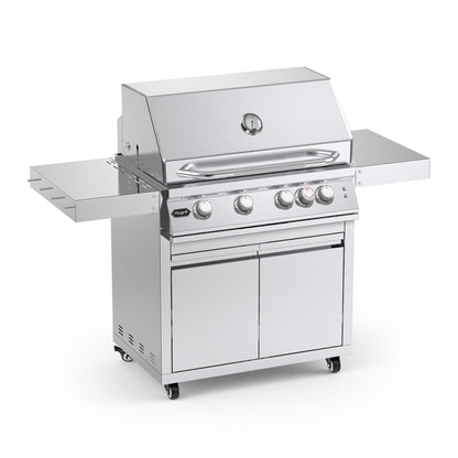 Stainless Steel Grill Cart for Hygrill 4-Burner Built-In Gas Grill, Outdoor Kitchen Island with Foldable Side Shelves and Storage Cabinet