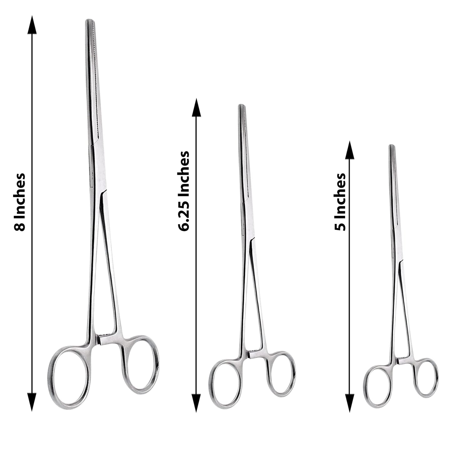 DEXSUR Ultimate Hemostat Set, 6 Piece Ideal for Hobby Tools, Electronics, Fishing and Taxidermy - 8", 6.25" and 5", Stainless Steel, Curved & Straight