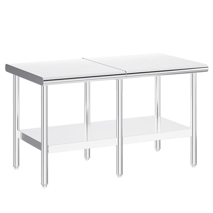 Albott 30x60 Inch Stainless Steel Work Table with Adjustable Undershelf, Heavy Duty Prep Table with Lower Shelf for Kitchen, Restaurant, Home and Commercial Use