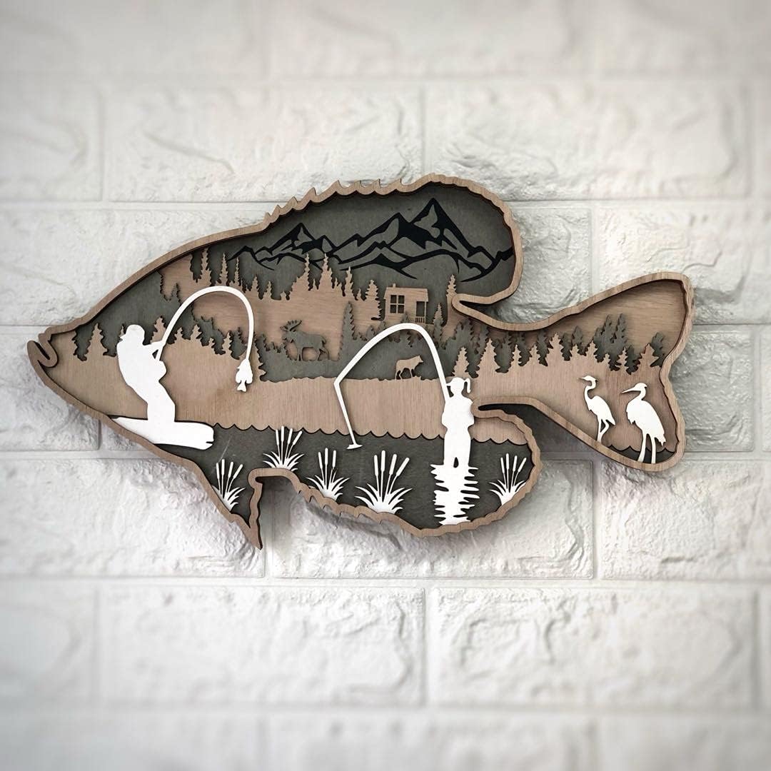 OYSTERBOY Wall Room Indoor Outdoor Decor Art 3D Multi-Layered Wood Art - Wildlife Nature Mountain Landscape for Gifts