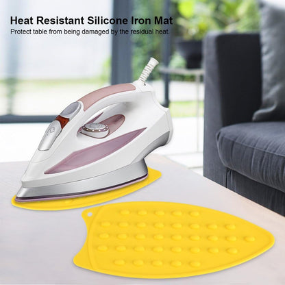 Silicone Iron Hot Protection Rest Pad Mat - Safe Surface Iron Stand Mat for Ironing (Yellow, 27 x 14 x 0.7cm)