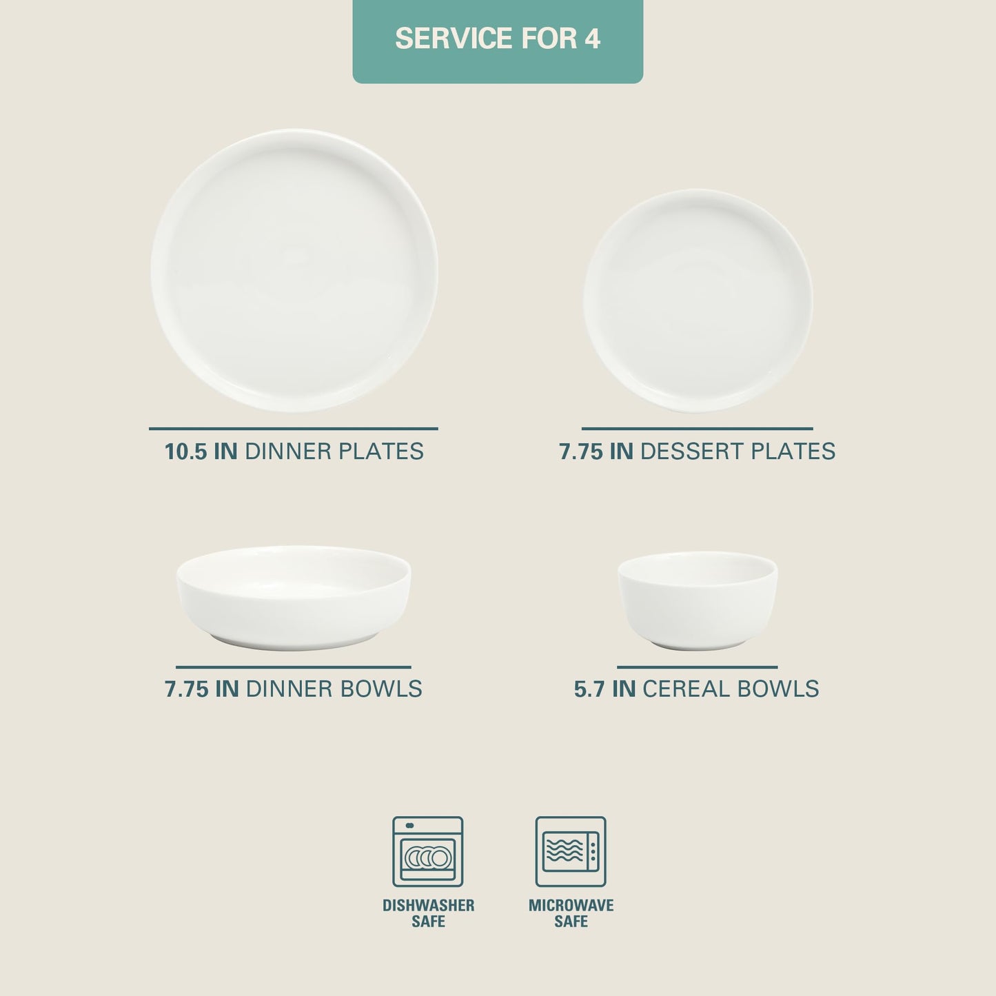 Gibson Home Oslo Dinnerware Set for 4, 16-Piece White Porcelain Plates and Bowls — Ceramic Dish Set | Microwave & Dishwasher Safe