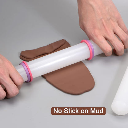 13 Inch 1.38 Inch HARFINGTON Fondant Rolling Pin x PP Plastic Non-Stick Fondant Roller Dough Roller Kitchen Decorating