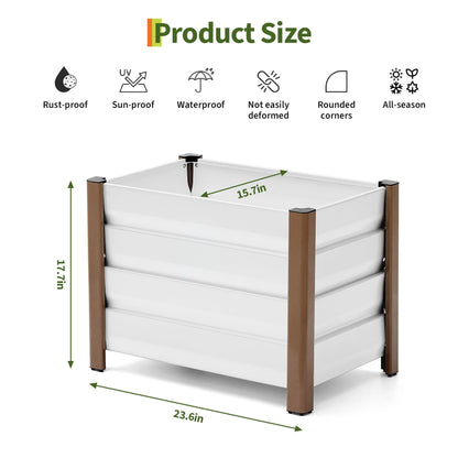 JoanKaren 2 Pack Aluminum Raised Garden Bed with Legs, 24x16x18 in Outdoor Metal Elevated Planter Box with Drainage Holes for Garden, Patio, Balcony, Backyard Vegetable & Flower Planting, White