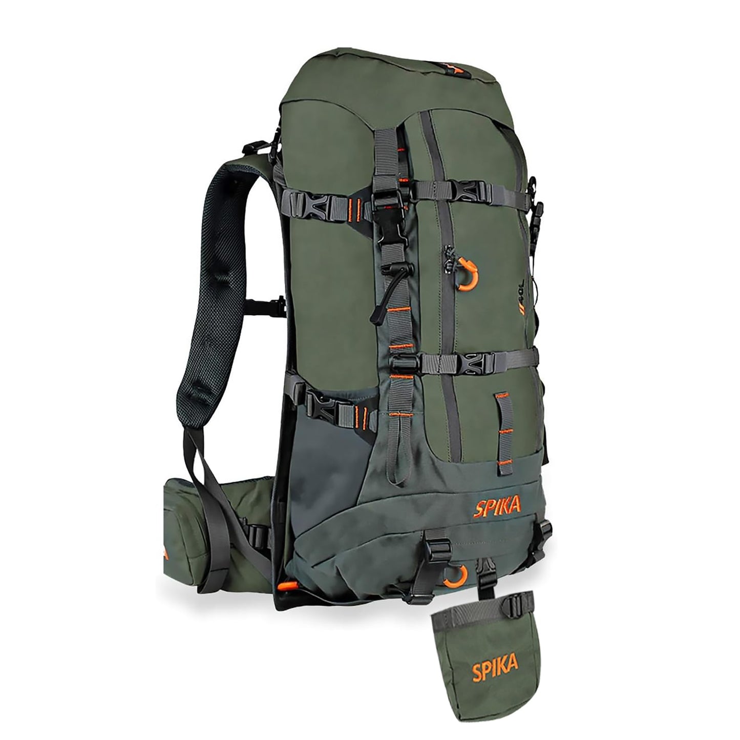 SPIKA Hunting Backpack Internal Frame for Men Waterproof Hunting Pack with Rifle Holder Rain Cover Extendable 40L+ Capacity