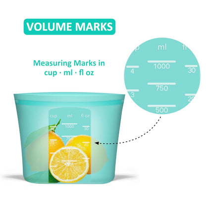 Annaklin Reusable Food Bags, 12 Pack 100% Silicone Food Storage Bags Stand Up Zip Lock Container, Freezer Microwave Oven Dishwasher Safe, 4 Medium 4 Small 4 Extra Small, Aqua