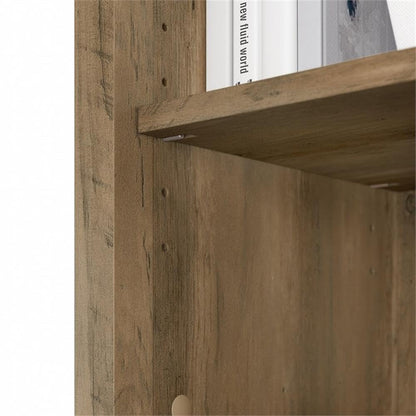 Bush Home Salinas Tall 5 Shelf Bookcase - Set of 2 in Reclaimed Pine, Vertical Office Storage, Bookshelves for Home Workspace, Multi-Purpose Shelving Units