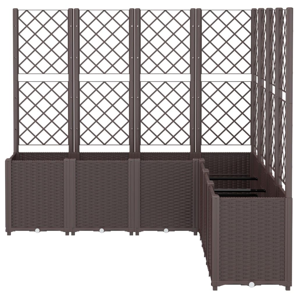 Coespram Modular Brown Garden Planter 63 x 63 x 55 in Outdoor Large Polypropylene Planter Box with Integrated Trellis for Patio Balcony Terrace