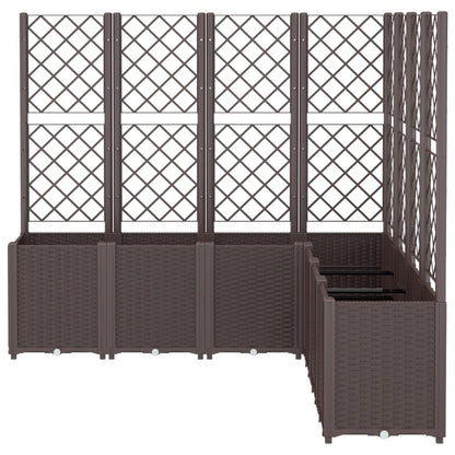 Coespram Modular Brown Garden Planter 63 x 63 x 55 in Outdoor Large Polypropylene Planter Box with Integrated Trellis for Patio Balcony Terrace
