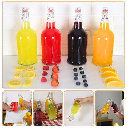 FastRack Swing Top Glass Bottles 33 oz – Pack of 12 | Amber Flip Top Glass Bottles with Airtight Lids | Resealable Grolsch-Style Fermentation Bottles for Kombucha, Beer, Mead, Soda, Vinegar & Water