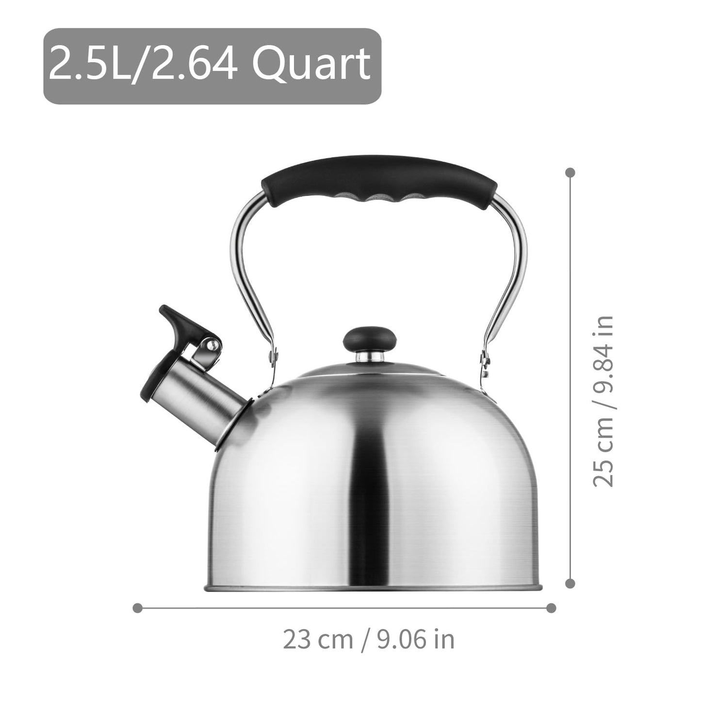 Whistling Tea Kettle – 2.64 Quart Stovetop Teapot, Stainless Steel Water Kettle for Camping & Kitchen, Foldable Handle – Perfect for Coffee & Tea