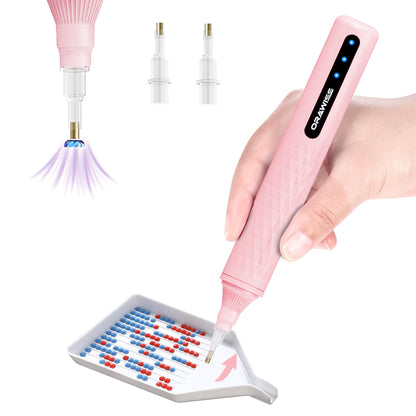 Electric Diamond Painting Pen, Vacuum Diamond Art Pen no Wax Needed | Cordless & Quiet | Rechargeable Battery | Lightweight Design | Diamond Art Accessories for Adults | Gift for Dimond Art Fan - Pink