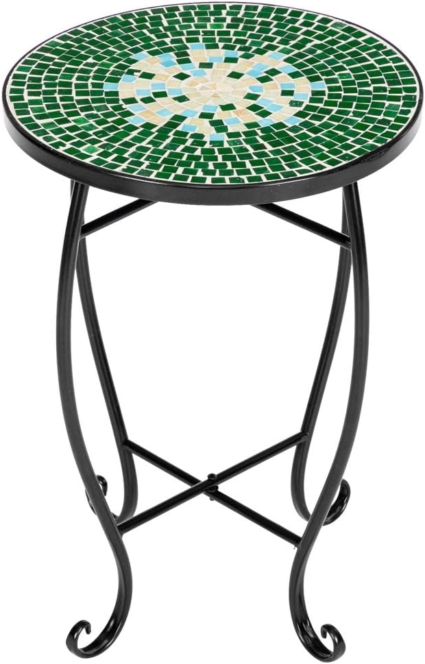 4) Vasitelan Outdoor Patio Side Table Outdoor Accent Table Bistro Coffee End Small Porch Table Indoor Round Glass