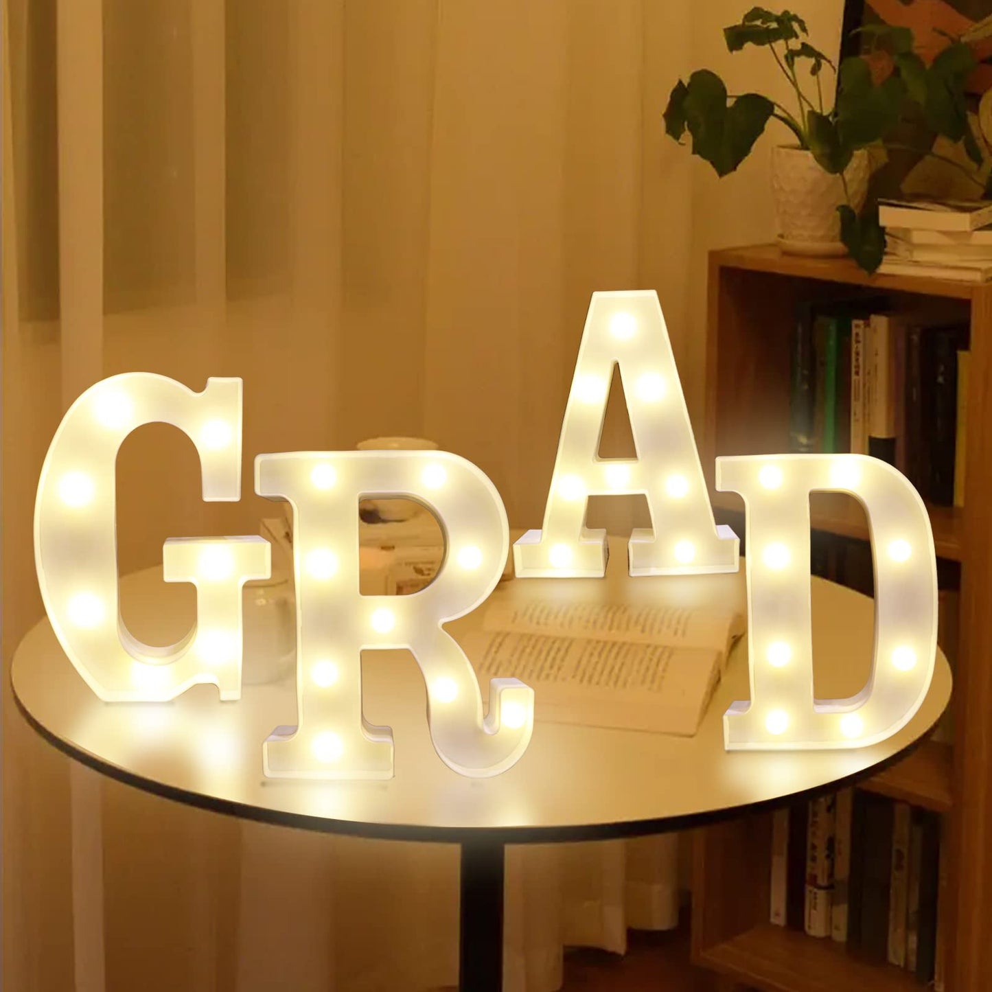 Graduation Decorations 2026 - 4PC Large Light Up Letters GRAD Sign, LED Marquee Letters for Class of 2026 Party Supplies,Kindergarten High School College Senior Decor, Table Wall Centerpiece Backdrop Props