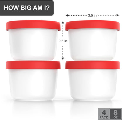 2 8oz set Frozen BALCI - Ice Cream Container - Quart & - Perfect Reusable Freezer Storage for Homemade Ice Cream Tubs