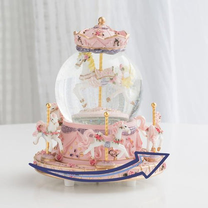 LOVE FOR YOU Musical Snow Globe Carousel | Gift-Wrapped with Ribbon, Colorful Lights & Horses | Perfect for Girls, Daughters, Granddaughters & Niece