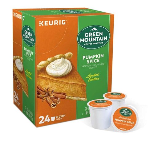 Green Mountain Coffee - Pumpkin Spice K-Cup Pods - Sealed Box of 24 Count for Rich Flavor