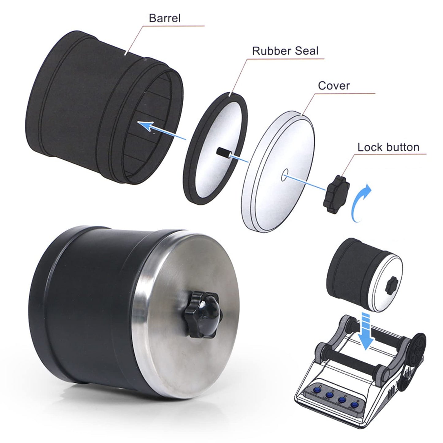 BUAOB Rock Tumbler Kit - Turn Rough Rocks into Beautiful Gems with 7-Day Timer, Includes 2 Belts, Bag of Rough Stones, 4 Stages of Grits: Coarse, Fine, Polishing, Final Polishing
