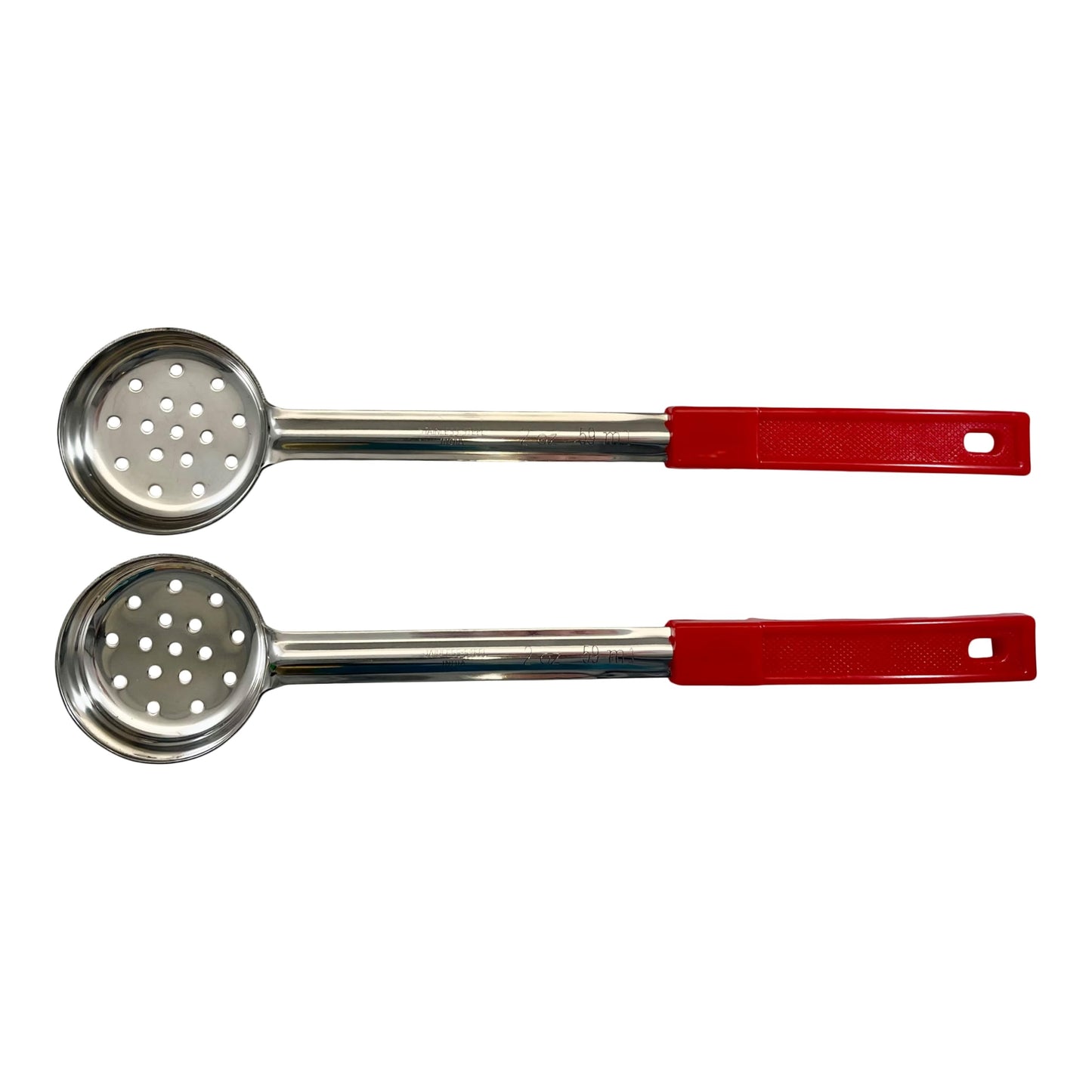 Habanerofire 2 Ounce Slotted Stainless Steel Portion Control Ladle Spoon for Measuring and Serving; Commercial Grade Serving Scoops [Pack of 2]