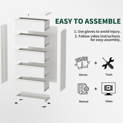 3 Drawer Lateral File Cabinet with Lock, Metal File Cabinets for Home Office, Office Furniture for Organization Hanging Legal/Letter/A4, Metal Filing Cabinet Storage Cabinet, Require Assembly, White
