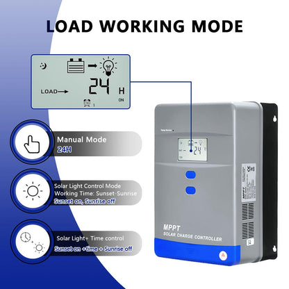100A MPPT Solar Charge Controller 12V/24V/36V/48V Auto Battery Regulator LCD Display,MAX PV Panel Input 5200W for AGM, Gel, Flooded and Lithium Battery Charging, High-Efficiency Energy Conversion